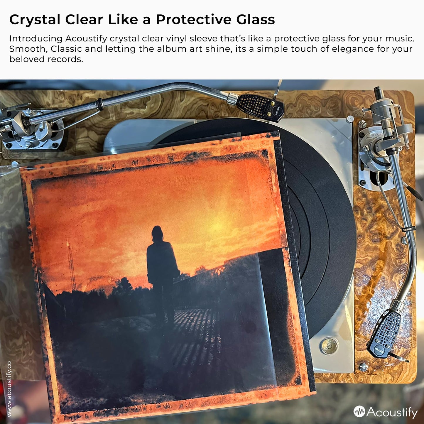 Acoustify Premium Acid-Free Anti-Static Vinyl Record Outer Sleeves, 50-Pack - Crystal Clear True 3 Mil, 12.75" x 12.75" for Single & Gatefold 12" LPs