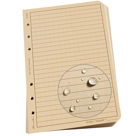 Rite in the Rain Weatherproof Loose Leaf Paper, 4.625" x 7", 32# Tan, Universal Pattern, 100 Sheet Pack (No. 982T)
