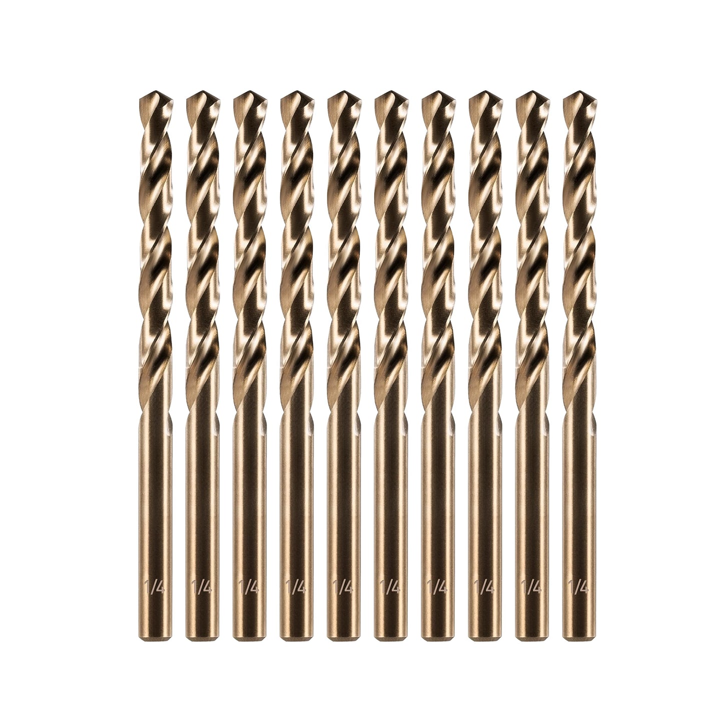 amoolo 1/4" Cobalt Drill Bit(10 Pcs), M35 HSS Metal Drill Bit Set for Hard Metal, Stainless Steel, Cast Iron