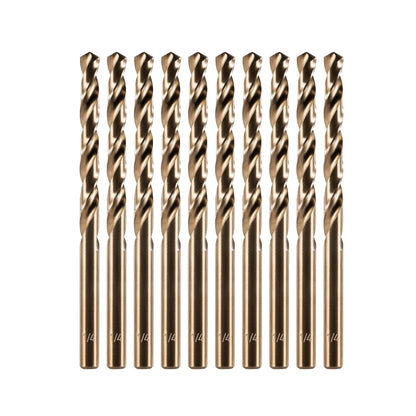 amoolo 1/4" Cobalt Drill Bit(10 Pcs), M35 HSS Metal Drill Bit Set for Hard Metal, Stainless Steel, Cast Iron