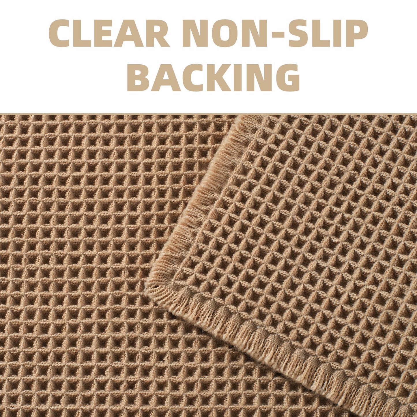Upgraded Waffle Bath Mat Non Slip Super Absorbent Quick Dry Bath Mats for Bathroom Floor Machine Washable Bathroom Mat Ultra Soft Boho Bathroom Rugs with Tassels Beside Tub, 24" x 36", Brown