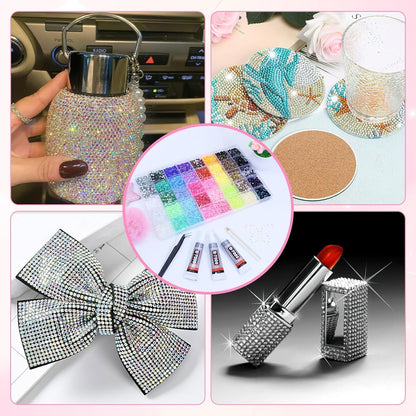 42 Colors 32000Pcs Jelly Rhinestones Bedazzling Kit, 3mm Multicolor Flatback Gems for Crafting, Bedazzle Kit with Tweezers Pen 3Pcs B7000 Glue for Clothes Book Shoes Nails Art Makeup