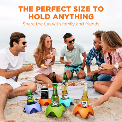 WELIN Beach Vacation Essentials Accessories, 7-Pack Sand Cup Holders Camping Drink Coasters, Summer Beach Trip Must Haves Travel Gifts for Women/Couples/Family/Friends