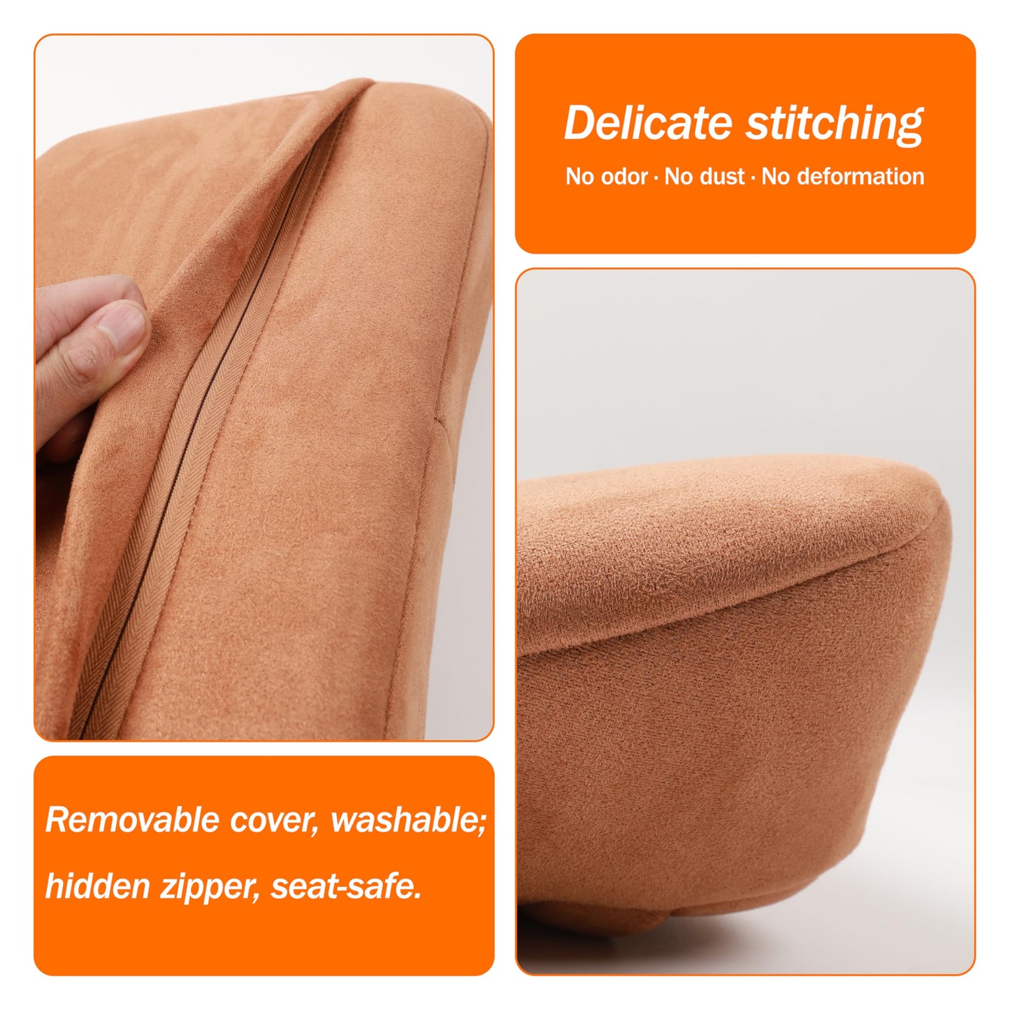 POKSRI Lumbar Support Pillow,Back Pain Relief Cushion,fits Tightly Around the Waist,Memory Foam,Skin-Friendly Suede Fabric,fit Car Drive,Office Chair,Rest seat,Improve Posture,Portable,39x22cm