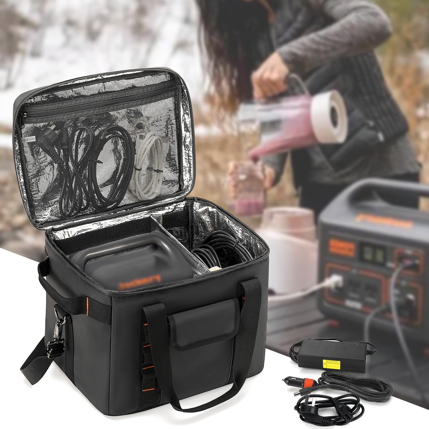 Trunab Protable Carrying Case Compatible with Jackery Explorer 300/500/1000/1000 Pro/ECOFLOW River/River2 Pro/River2 Max, Portable Power Station Bag with Adjustable Dividers