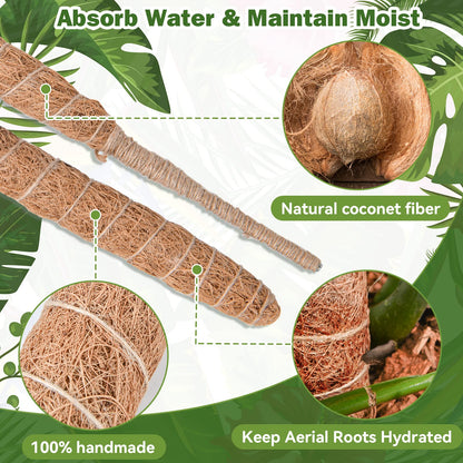 Bendable Moss Pole for Plants, SproutMaven 2 x 48 Inch Monstera Plant Stakes for Climbing Plants