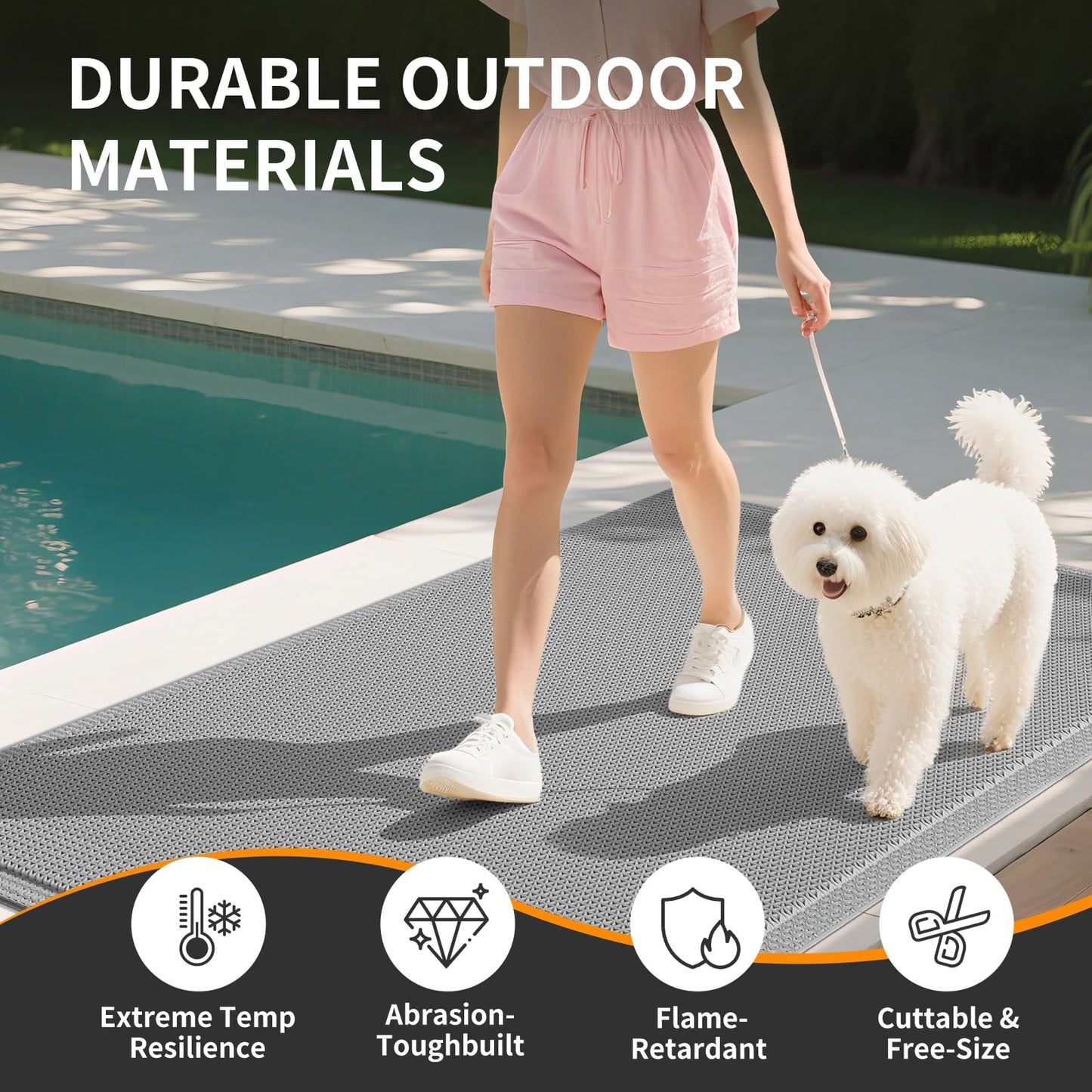 YDKGL Front Door Mat 20''x31'', Drainage Heavy Duty Dirt Trapping Non-Slip Doormats, Rubber Floor Mats, Restaurant Commercial Kitchen Industral Pool Entrance Bar Wet Area, Grey