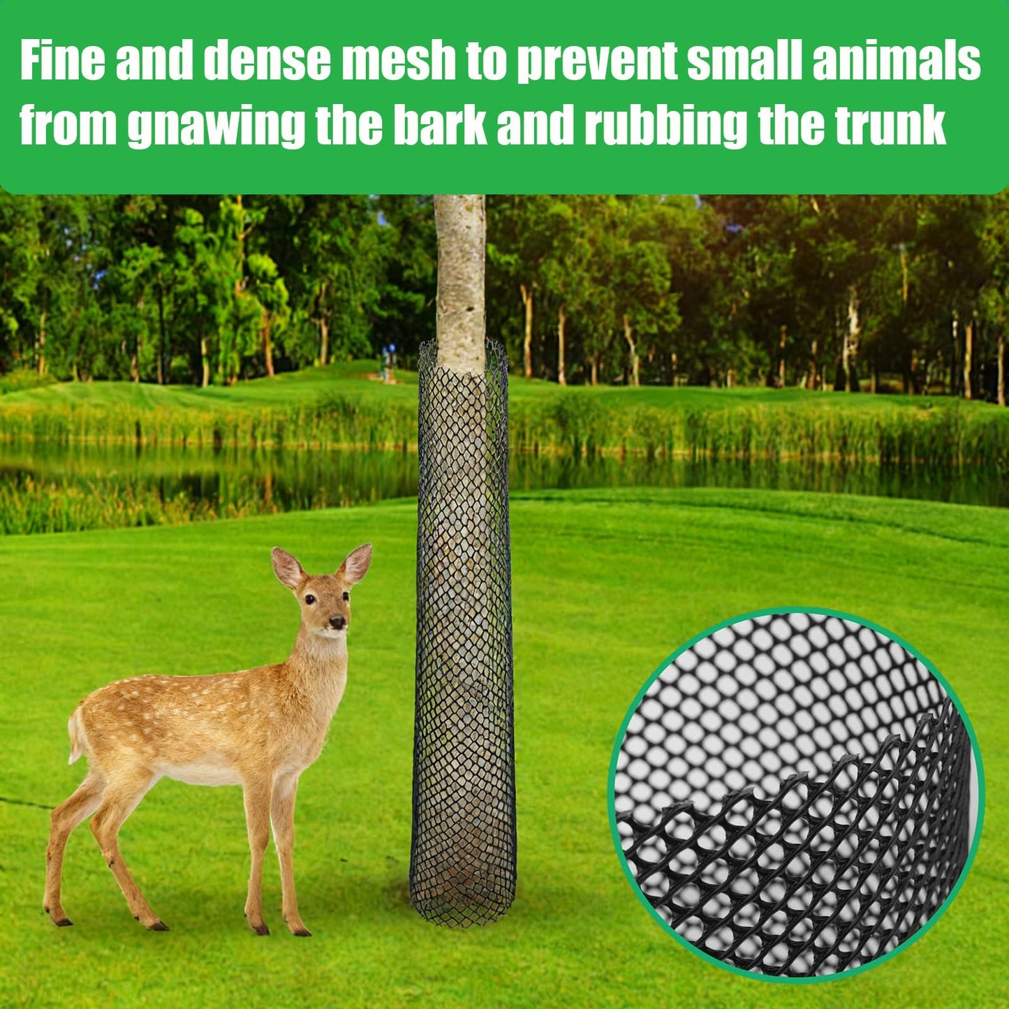 20 Ft Mesh Tree Guard Trunk Protectors with 100 Pcs Fixed Straps,Tree Bark Protector Flexible Net Tree Guard, Plant Protectors for Poultry Dog Rabbit Barrier Fence Netting for Garden Yard