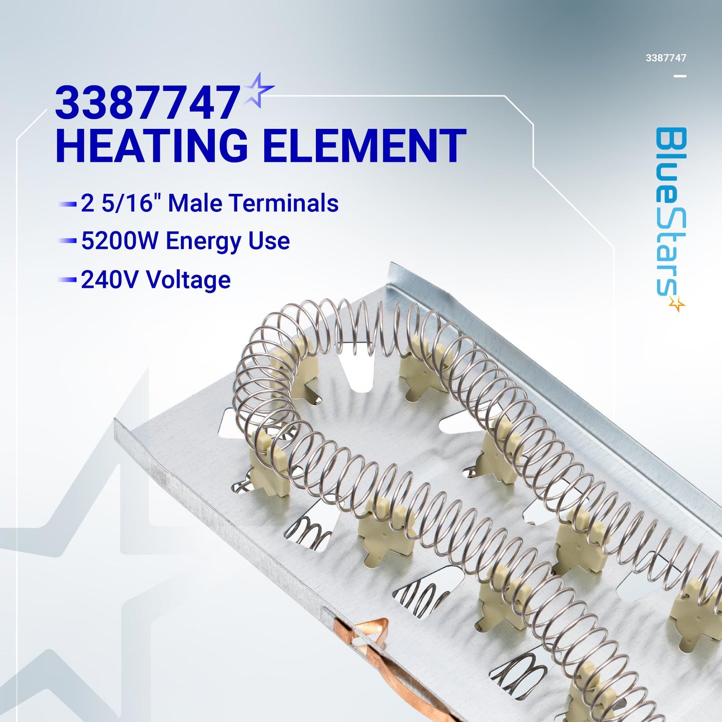 BlueStars 3387747 WP3387747 Dryer Heating Element for Whirlpool MEDB835DW4 GEW9250PW1 GEW9250PW0 GEW9200LW1 WED5100HW1 WED8300SW2 MED6230HW1 and Maytag KitchenAid Dryers Replaces W11344457 PS11741416