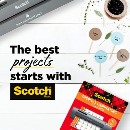 Scotch Thermal Laminating Pouches, 100 Count, Clear, 5 mil., Laminate Business Cards, Banners and Essays, Ideal Office or School Supplies, Fits Letter Sized (8.9 in. × 11.4 in.) Paper