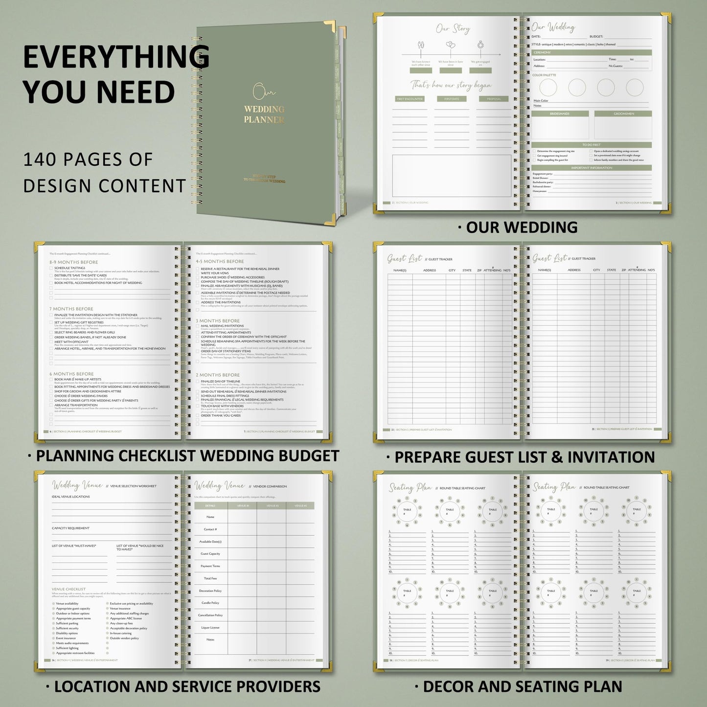 BIROYAL Wedding Planner Book and Organizer - A4 Wedding Planning Book with Checklist, Calendar & Tips - Makes Your Countdown Planning Easy - Engagement Gifts for Newly Engaged Couples, Future Brides