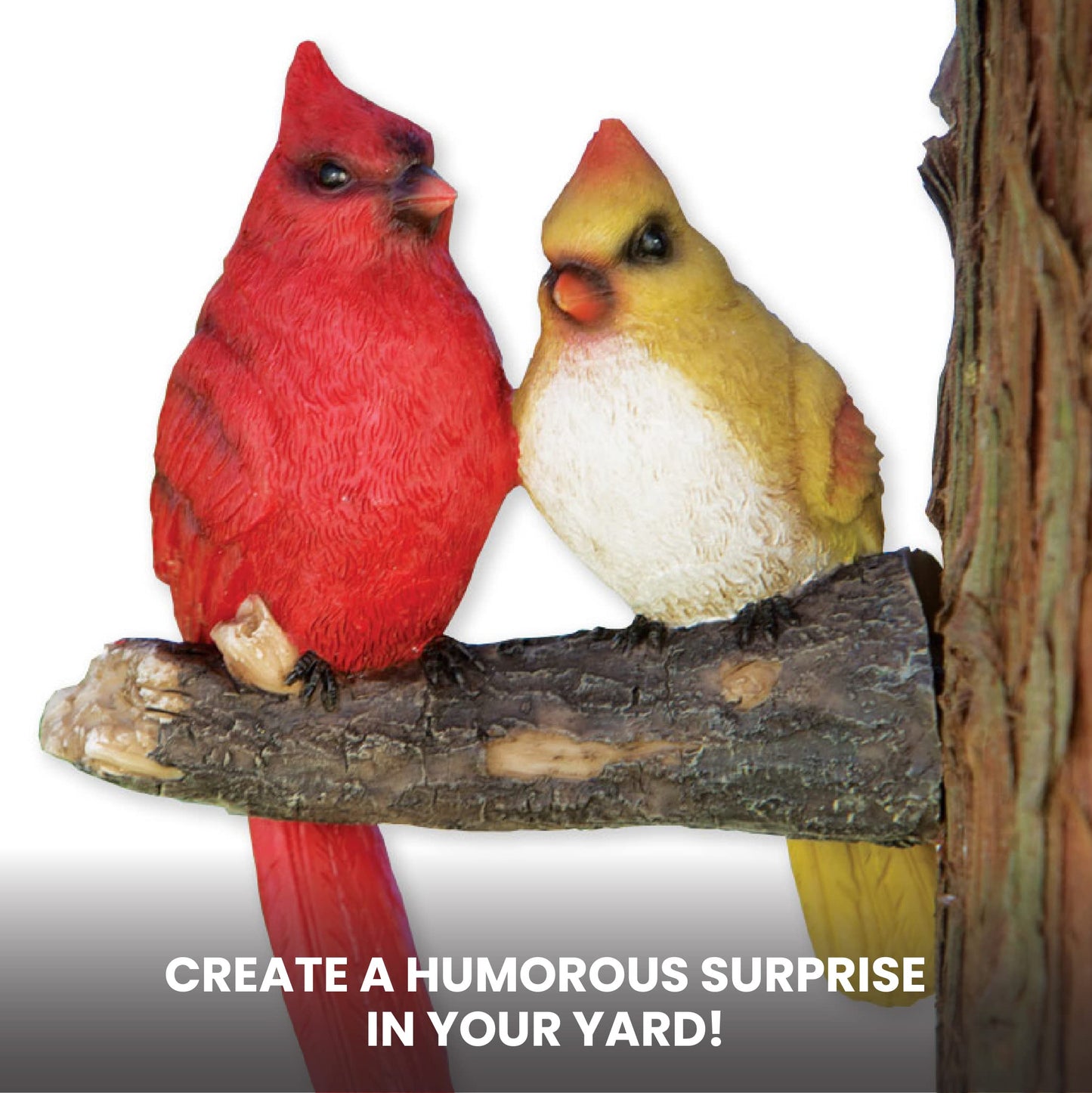 Bits and Pieces - Pair of Cardinals Tree Hugger - Animal and Bird Outdoor Décor Garden Statue