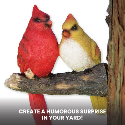 Bits and Pieces - Pair of Cardinals Tree Hugger - Animal and Bird Outdoor Décor Garden Statue