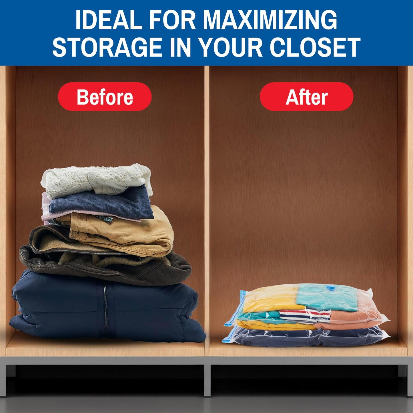 Spacesaver Vacuum Storage Bags Small 10-Pack - Vacuum Seal Bags for Clothing, Comforters, Blankets, and Bedding - 60 x 40 cm Space Saver Bags for Travel and Home Organization with Hand Pump Included