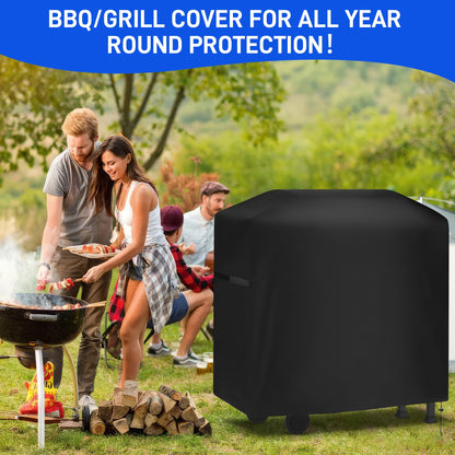 Yimomoyi 46 Inch Barbecue Covers, BBQ Covers Waterproof Heavy Duty Large, Barbeque Cover Waterproof Outdoor 420D Oxford Fabric, Windproof, Rip-Proof & Uv Protection, 117x66x117cm (117x66x117cm)