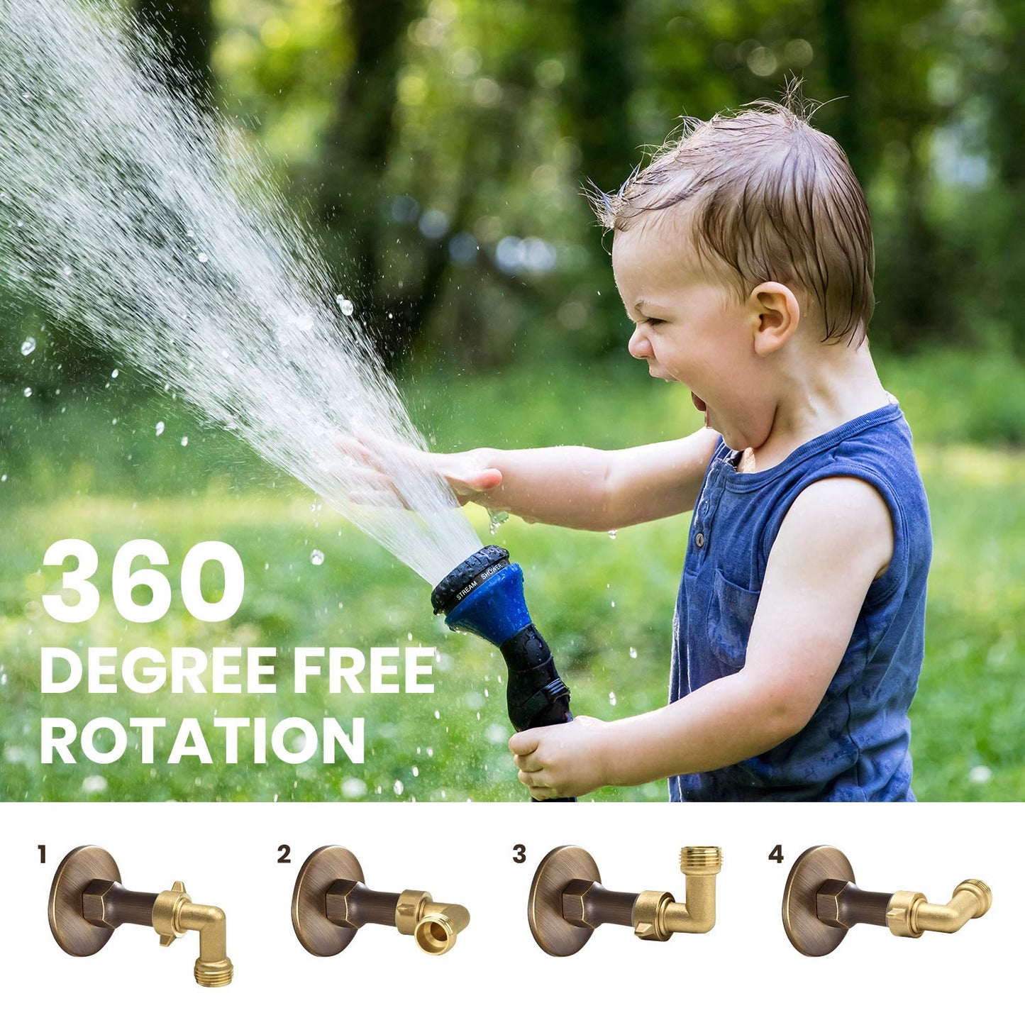 Stanbroil 90 Degree Garden Hose Elbow Adapter- Solid Brass Fittings, RV Accessories for Outside Water Faucet 3/4" FHT x 3/4" MHT (2 Pack)