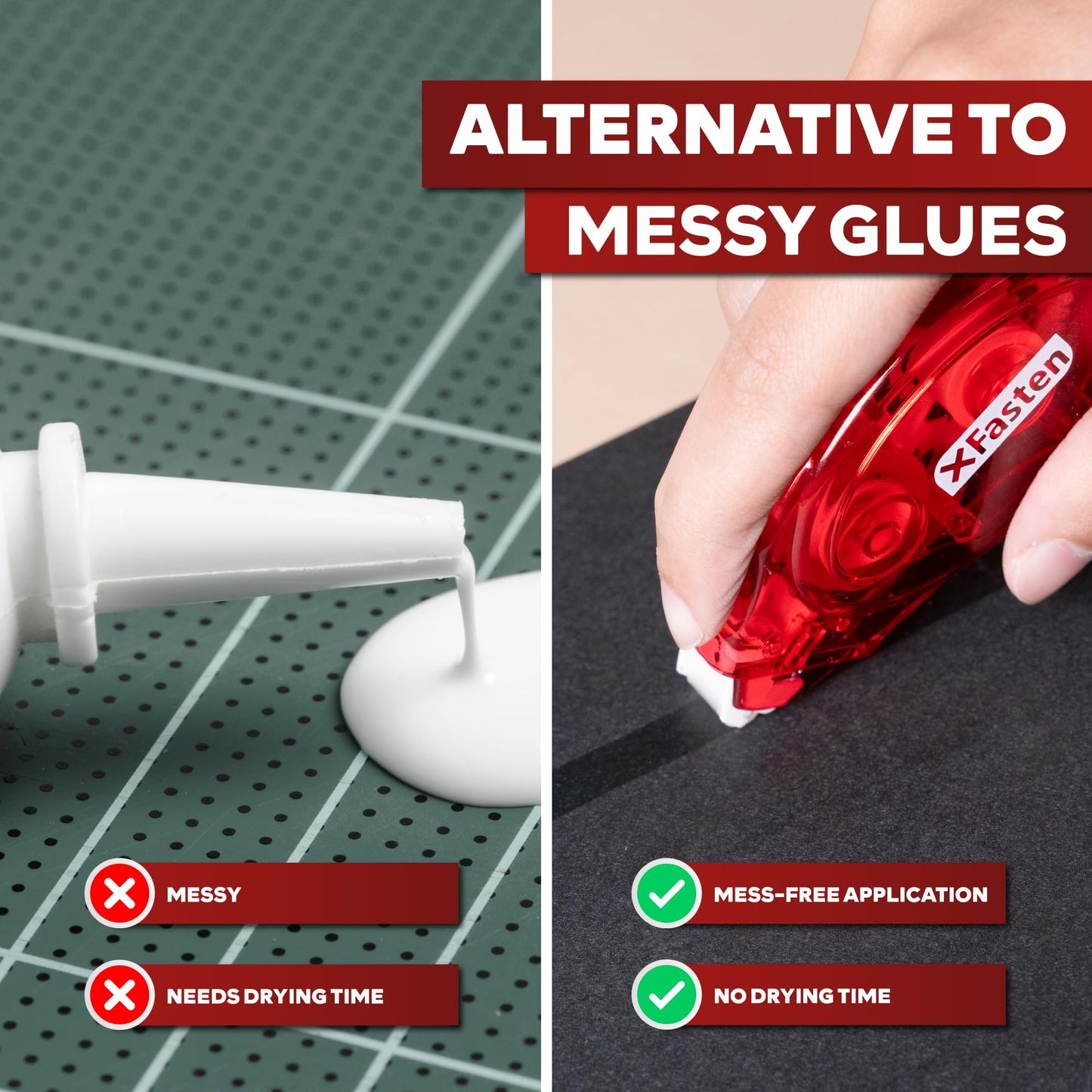 XFasten Double Sided Adhesive Scrapbook Runner Tape Roller, 0.3-inch by 360-Inch, 8-Pack, Permanent Adhesive Dots Roller Applicator, Acid-Free and Archival Safe Scrapbooking Tape