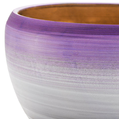 SOUJOY Set of 3 Ceramic Flower Pots, Gardening Plant Pot with Drainage Holes and Saucer, 7/5/4 inch Purple Round Succulent Herbs Cactus Planter for Indoor Outdoor