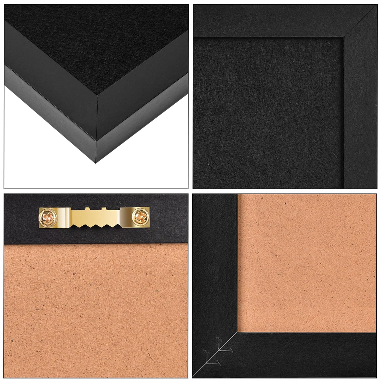 Black Bulletin Board Cork Boards with Felt, 17"x13" Small Display Pin Board Vision Board for Walls, Jewelry, Notes, Collection, Photos, Office, Wood Framed(Black) & Felt(Black), 1pc