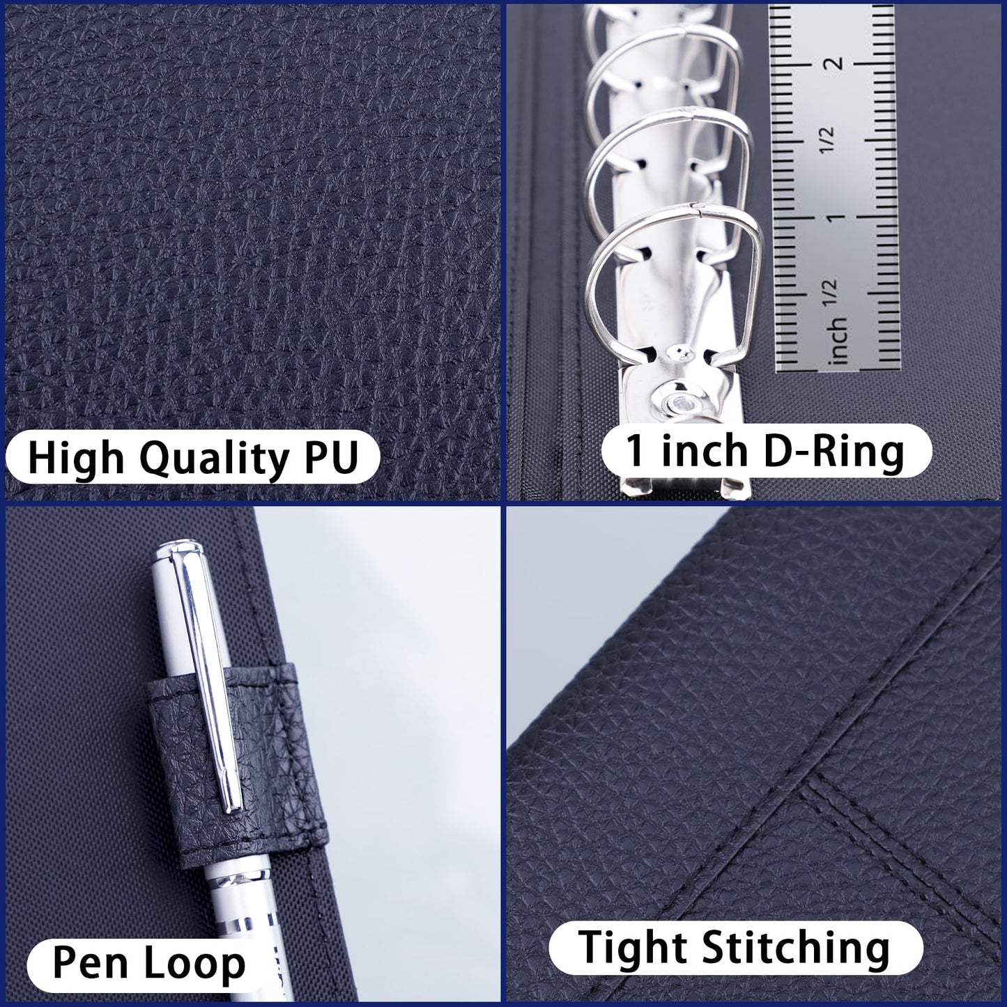 Antner 7 Ring Business Checkbook Binder for Business Checks, 600 Checks Capacity, PU Leather Check Binder with Zipper Pouch, Executive Check Book Binder Holder Portfolio for 9 x 13" Sheets, Black
