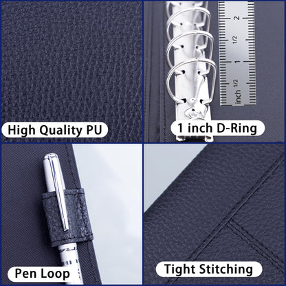 Antner 7 Ring Business Checkbook Binder for Business Checks, 600 Checks Capacity, PU Leather Check Binder with Zipper Pouch, Executive Check Book Binder Holder Portfolio for 9 x 13" Sheets, Black