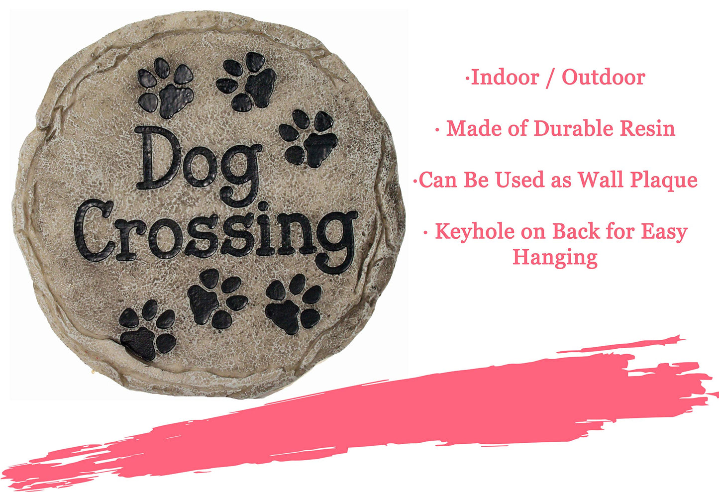 Spoontiques Dog Crossing Stepping Stone Outdoor Garden Décor, Multi, One Size