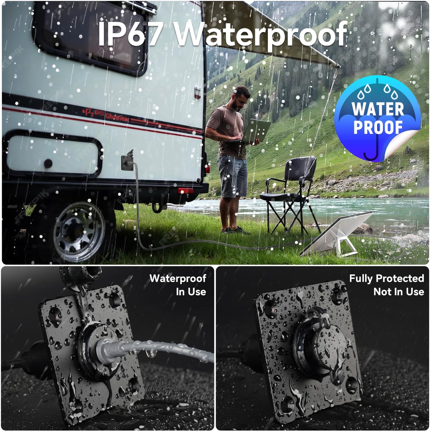 RVSPARK Waterproof Wall Socket Passthrough for Starlink Mini, Aluminum DC 5.5 x 2.1 Female Power Connector Outlet/Port – Perfect for RV Campervan, Caravan, Motorhome, Battery Box