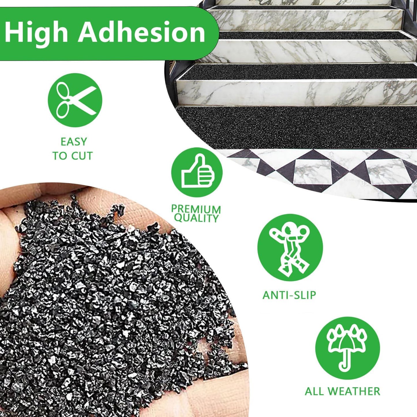 COSIMIXO 6" x 35Ft Heavy Duty Anti Slip Tape for Stairs Outdoor,Waterproof Grip Tape Safety Non Skid Roll for Stair Steps Traction Tread Staircases Non Slip Strips Black