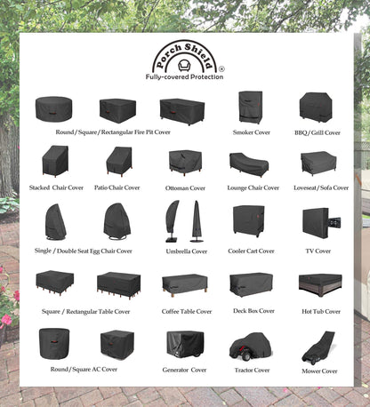 Porch Shield Fire Pit Cover - Waterproof 600D Heavy Duty Round Patio Fire Bowl Cover Black - 32 inch