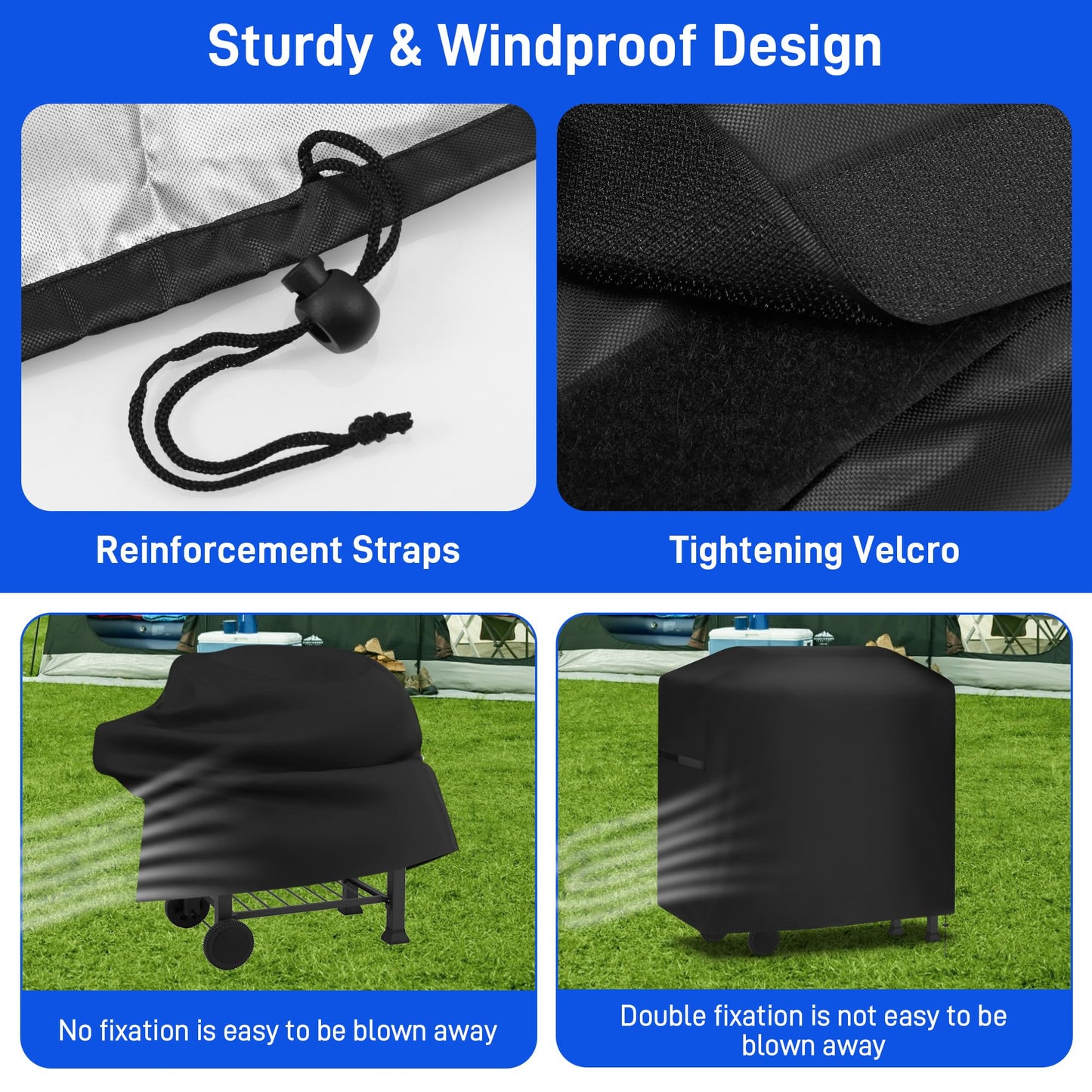 Yimomoyi 46 Inch Barbecue Covers, BBQ Covers Waterproof Heavy Duty Large, Barbeque Cover Waterproof Outdoor 420D Oxford Fabric, Windproof, Rip-Proof & Uv Protection, 117x66x117cm (117x66x117cm)