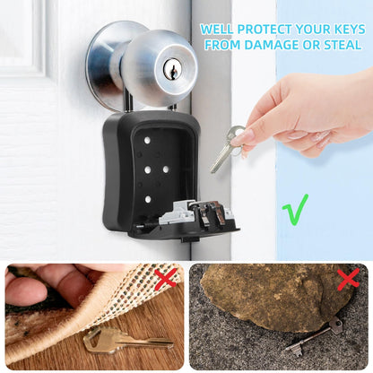 Cididu 2 Pack Key Lock Box for Outside, Wall Mount Lockbox for Keys with Code, Waterproof Key Safe Storage Box 4 Digit Combination, Portable Resettable Door Lock Box for Realtors Retail Store Garage