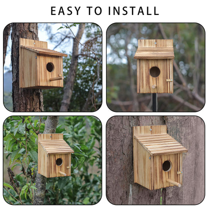 Bird Houses for Outside with Pole Wooden Bird House for Finch Bluebird Cardinals Hanging Birdhouse Clearance Garden Country Cottages