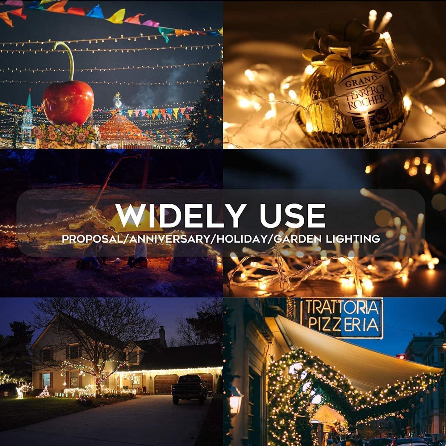 Christmas String Lights, 98FT 300 LEDs Indoor Outdoor Fairy Lights 8 Flashing Modes with End-to-End Plug, Waterproof Fairy Lights for Bedroom Wall Wedding Party Decorations - (Warm White)