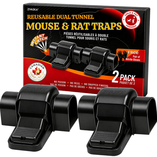 Rat Traps for Big & Large Rats Indoor & Outdoor, Big Mouse | Dual Tunneled Snap Trap | Pet & Kids Safe Design | Prevents Accidental Triggering | Reusable Heavy Duty Rat Trap that Works