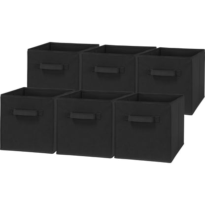 Simple Houseware 11 Inch Foldable Storage Bins Cubes Organizer, 6 Pack, Black