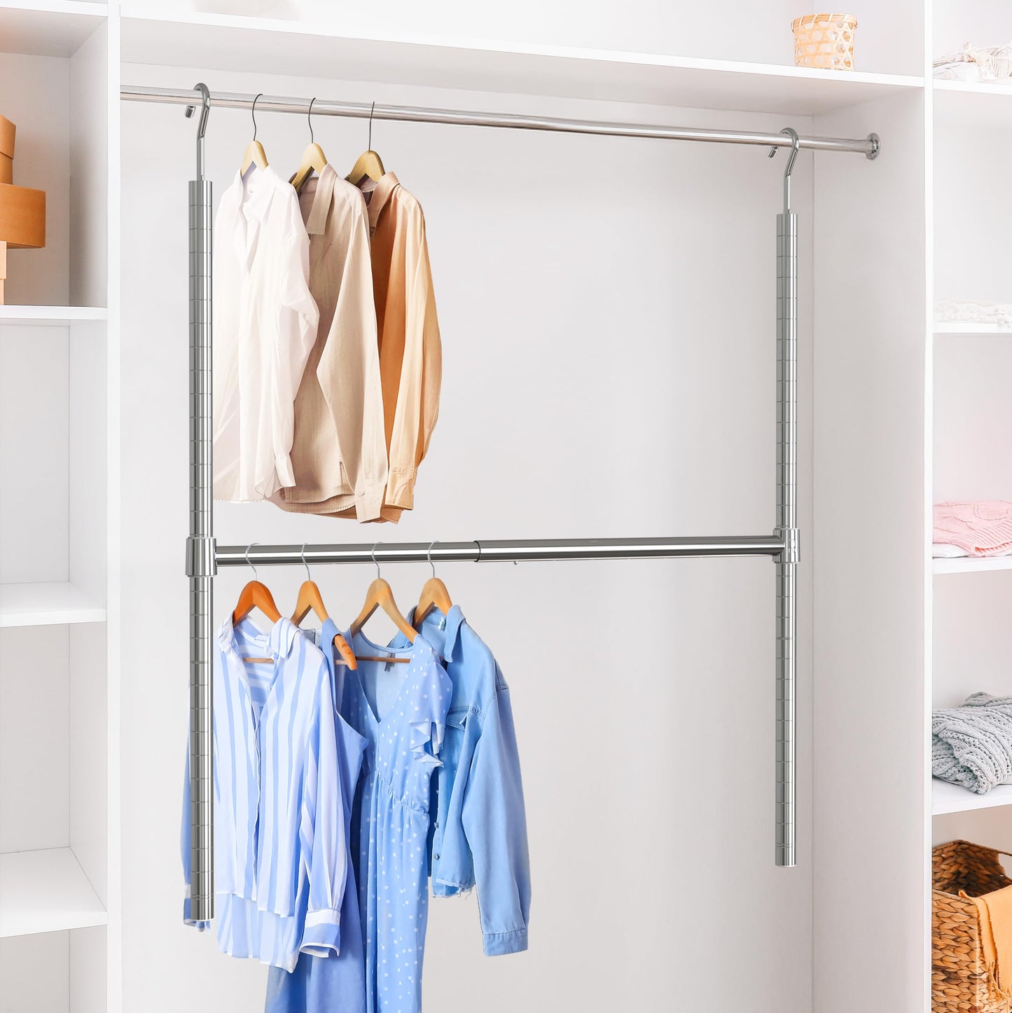 SimpleHouseware 18 to 30 Inch Adjustable Closet Hanging Rod, Chrome