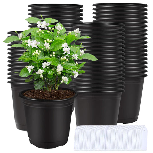 110 Pcs 0.5 Gallon Plant Nursery Pots Flower Pot Plant Seed Starting Containers 110 Pcs Labels for Flower Seedling Container Flexible Pots Flower Planter Succulents Seedlings Cuttings Transplanting
