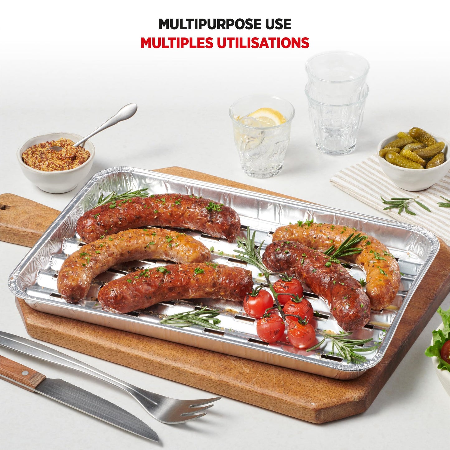 Starfrit 30-Pack Aluminum Grilling Trays – 13.5” x 9” (34 cm x 23 cm) – Perfect for BBQ – Recyclable - Disposable