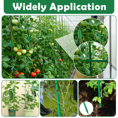 Cludoo Garden Stakes Set with 30 Sets Fiberglass Plant Stakes Sticks Supports and Accessories, DIY 4ft 5ft 6ft 7ft Tomato Stakes for Vegetables, Tomato, Pepper, Fences Indoor Outdoor Plants