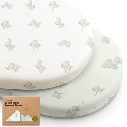 2-Pack Organic Bassinet Sheets for Girls, Boys - 100% Cotton Bassinet Mattress Sheets Compatible with Halo Bassinest Swivel Sleeper, Graco, Baby Delight, Chicco, Unisex Fitted Bassinet Sheets (Elly)