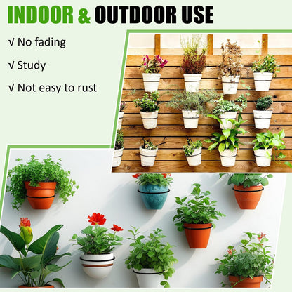 Supkiir 6 Inch Flower Pot Holder Ring, 8 Pack Black Plant Holder Rings Wall Mount, Heavy Duty Metal Planter Pot Support Holders for Outdoor, Indoor, Garden & Home Decoration