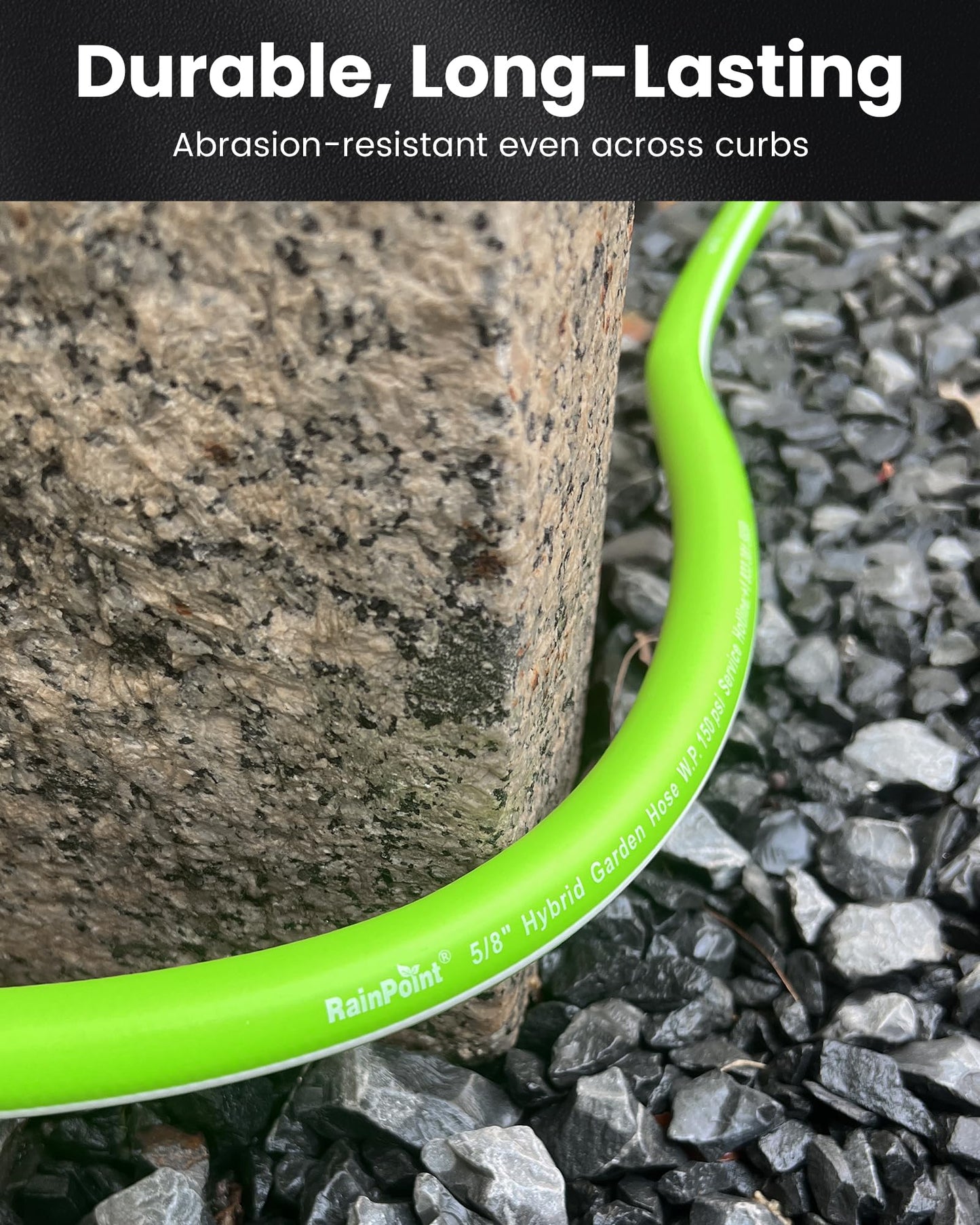 RAINPOINT Garden Hose 3ft, Short Water Hose, Flexible 5/8" Leader Hose, Heavy Duty Hybrid Rubber Hose with Male to Female Fittings