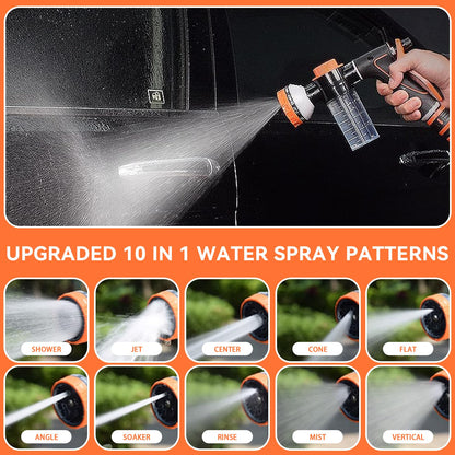 Upgrade Dog Washing Hose Attachment 10 Sprayer Pattern Outdoor, Garden Hose Nozzle with Soap Dispenser for Car Washing, Dog Shower Attachment with Brush for Pet Bathing, Pet Shampoo Hose Foam Sprayer