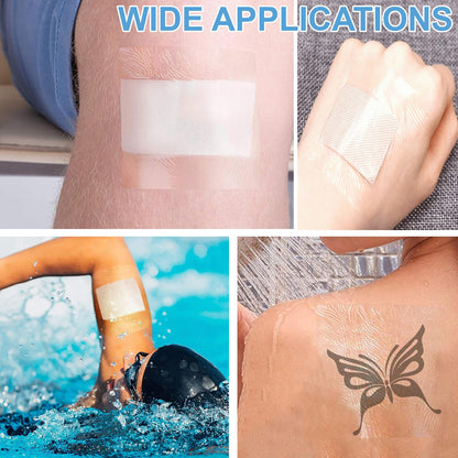 2 PCS 4 Inch x 10.94 Yard Waterproof Bandages Transparent Film Dressing, Clear Adhesive Bandages Shower Shield Dressing Tape for Tattoos Aftercare Swimming