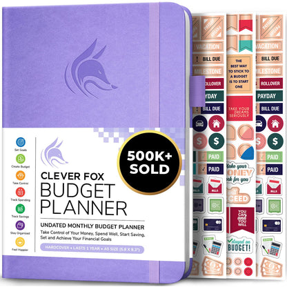 Clever Fox Budget Planner - Undated - Expense Tracker Notebook. Monthly Budgeting Journal, Finance Planner & Accounts Book to Take Control of Your Money. Start Anytime. A5 Size Lavender Hardcover