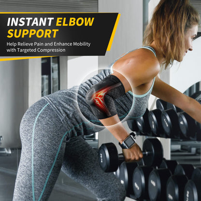 CAMBIVO Elbow Brace with Gel Pad and Dual Stabilizers, Tennis Elbow Brace for Men & Women, 2 Pack Elbow Compression Sleeve, Tennis Elbow Sleeve, Elbow Support