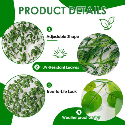 Der Rose 4Pcs Fake Plants Hanging Artificial Ivy Vines Faux Hanging Plants for Boho Home Bathroom Bedroom Living Room Wall Shelf Office Decor Indoor Outdoor