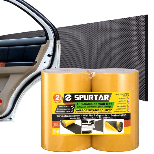 Spurtar Garage Wall Protector 79" x 8" x 1/4" 2 Pack, Waterproof Car Door Protector, Self Adhesive EVA Foam Wall Padding Anti-Collision Protection, Garage Parking Assist Black