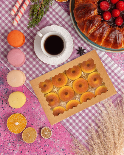 qiqee Brown 14x10x2.5 Inch Cookie Box with Window 12Pcs Bakery Pastry Macaron Bakery Box For Packaging (Auto-pop Up)