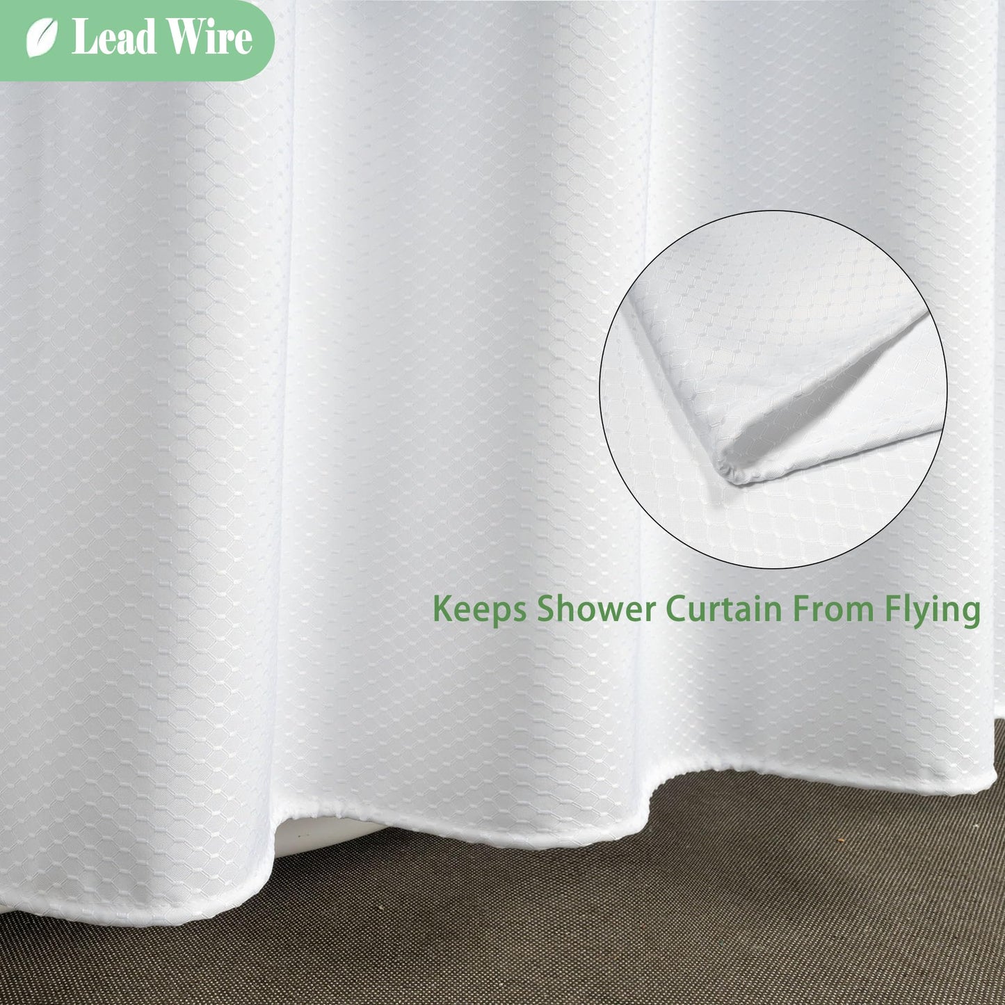 UFRIDAY Waffle Weave Fabric Shower Curtain with Mesh Window, Heavy Duty Decorative Bathroom Curtain with White Pique Pattern, Spa-Like Hotel Luxury, Water-Repellent,72 x 72 Inches